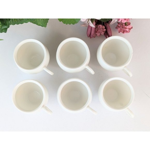 Set of 6 White Porcelain Espresso Cups Vintage White Porcelain Hospitality Set - Picture 3 of 9